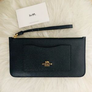 Coach Zip Top Leather Wallet Wristlet